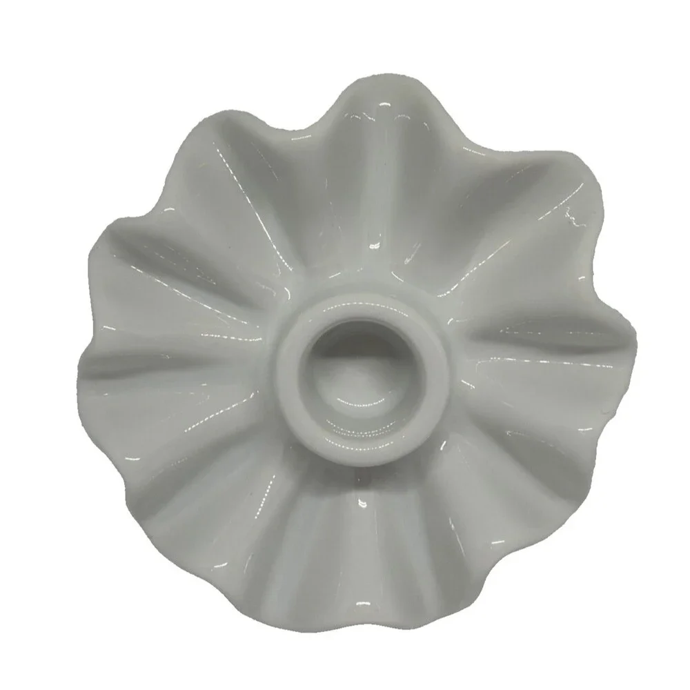 White Ruffles Ceramic Taper Candle Holder Modern Minimalist Fluted 4.3